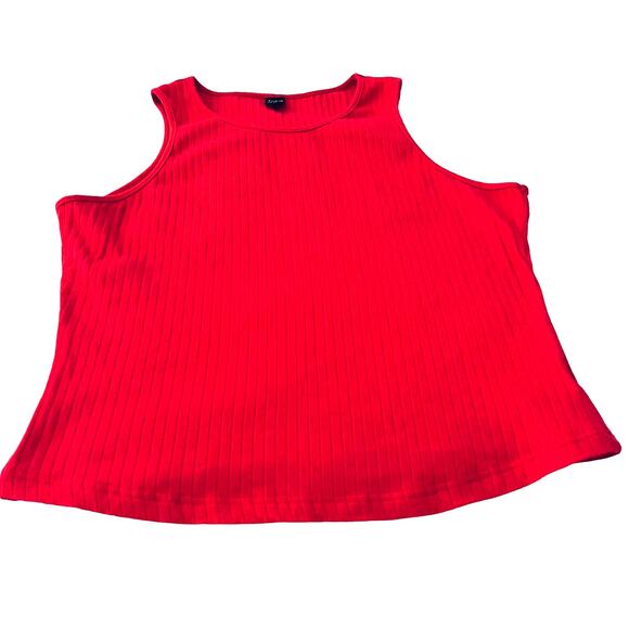 SHEIN ROUND NECK, CROPPED TANK TOP, WOMENS,  12, RED, RIB-KNIT STRETCHY, CASUAL - Picture 2 of 9